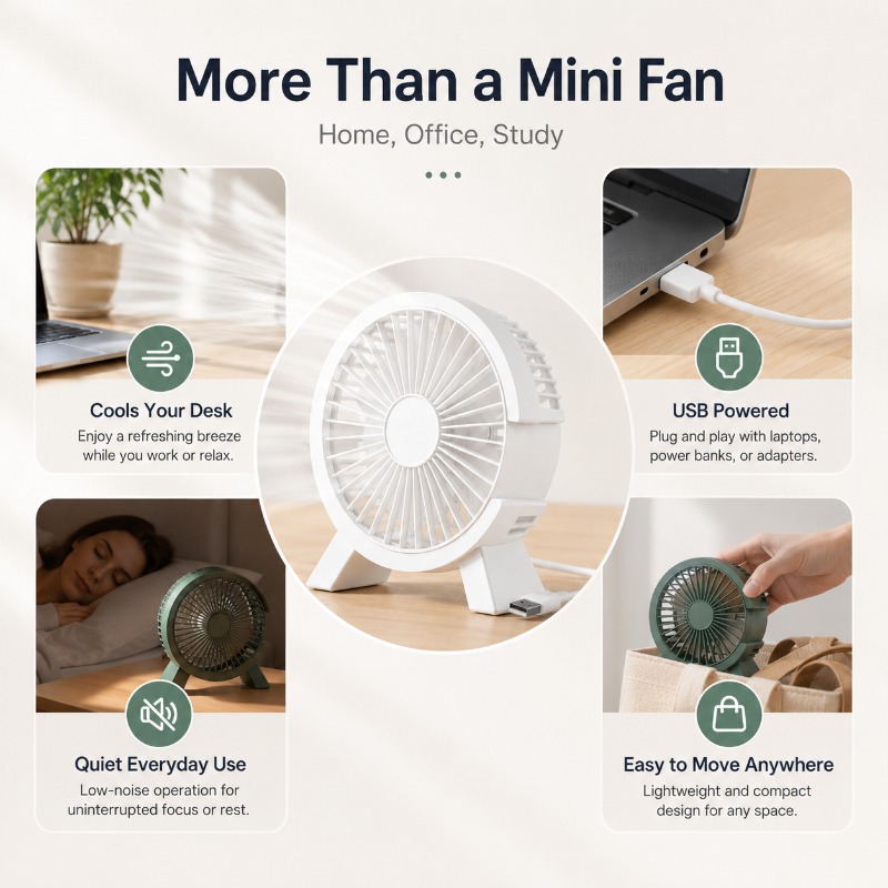 Mini USB Rechargeable Table Fa - Home Office Tech Gadgets recension och pris