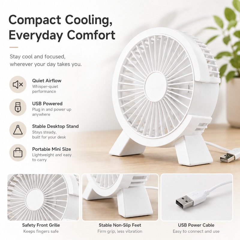 Mini USB Rechargeable Table Fa - Home Office Tech Gadgets recension och pris