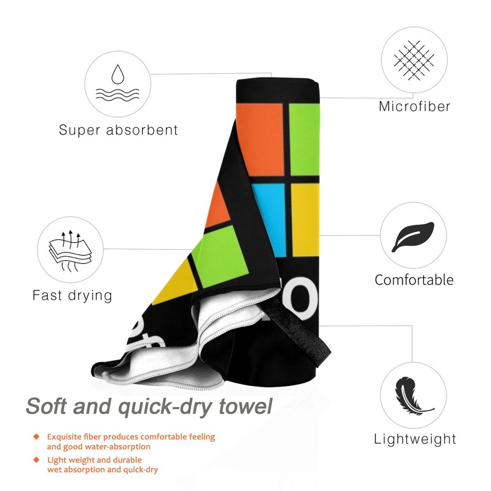 Microsoft Type Bath Towel Beac - Office Tech Logo recension och pris